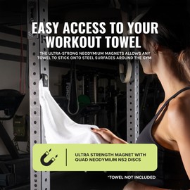 Stripebird - Magnetic Clip for Any Workout Towel (Black) - Highest Strength Magnet for Gym Towel - Removable from Towels - Magnetic Fitness Towels for Men