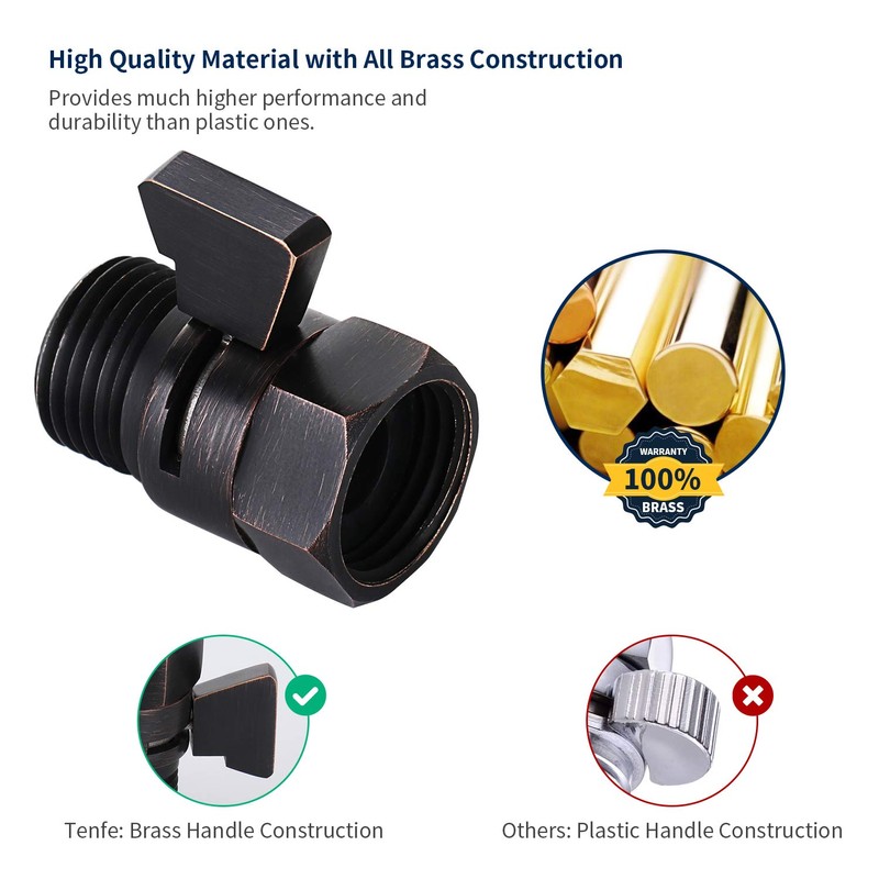 Tenfe Water Flow Control Shut Off Valve, Brass Adjustable Water