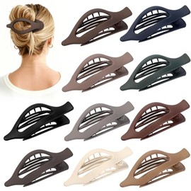 Sisiaipu 10 pinzas planas para el cabello para mujer, pinzas de garra estilo Concord francés para cabello grueso y fino, pinzas de garra, pasadores co