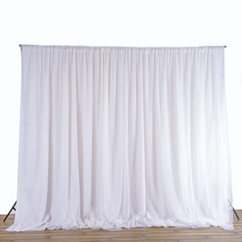 BalsaCircle 20 ft x 10 ft White Chiffon Fabric Backdrop Drapes Curtain - Wedding Decorations Photo Booth Reception Photography Party Supplies