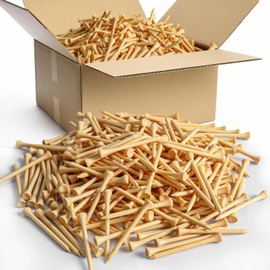 FINGER TEN Bamboo Golf Tees Wood 2 3/4 3 1/4 Inch 83mm 70mm Bulk 250 500 1000 Count, Practice Golf Tee Wooden for Men Women Kids (Natural, 500 Count(2 3/4 Inch))