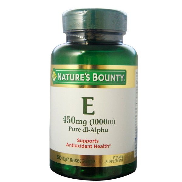 Nature's Bounty Vitamin E 1000 IU Softgels Pure DL-Alpha 60 Soft Gels (Pack of 2)