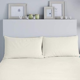 Fusion - Brushed Bedding - 100% Cotton Pair of Housewife Pillowcases - 50 x 75cm in Cream