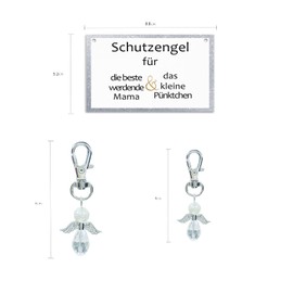 Guardian Angel Keyring Gift for Best Expecting Mum and the Dot Lucky Charm Pregnancy Baby On the Go Baby Shower, transparent