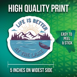 2-Pack Life is Better at The Lake Stickers - Outdoor Adventure Stickers - Nature Scene Decals - 5-Inch - PLDFS06951