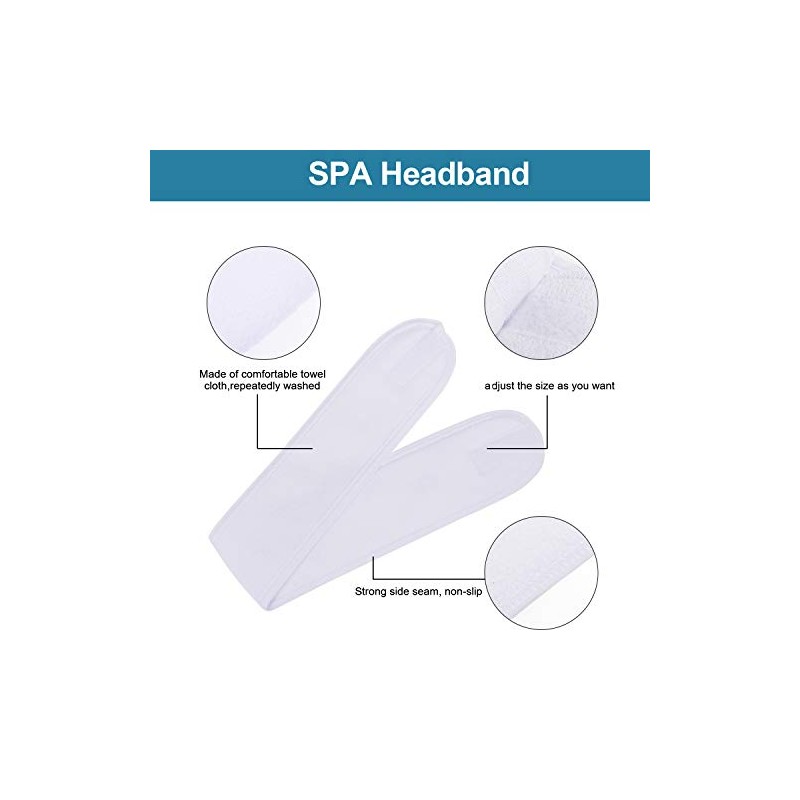 4 diademas de tela de rizo Whaline con velcro, 3.5