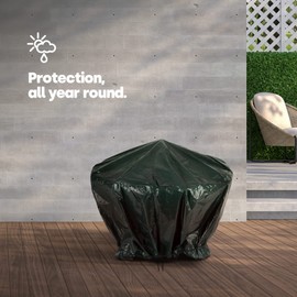 LIVIVO Heavy Duty Large Waterproof Firepit Cover Fire Pit BBQ Rain Garden UV Protector New Premium Quality With Drawstring Cord - Green