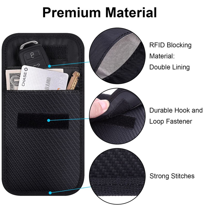 Wisdompro Faraday Bag for Key Fob, 2 Pack WP4697 RFID