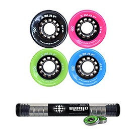 Atom Snap Indoor Outdoor Skate Wheels with Bionic Bearings 8mm Full Set of 8 - Black