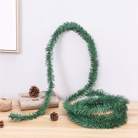 BSITSSS 2 PCS Christmas Garland Decoration, 5.5M Green Artificial Pine Garland, Christmas Garlands, Christmas Tree Garland for Outdoor Indoor Christmas Wedding Party Wreaths Decorations (Width 6cm)