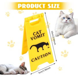 Pack of 4 Cat Vomit Sign, 10 cm Cat Vomit Caution Sign, Funny Gag Cats Dogs Poop Warning Signs, Cat Vomit Sign, 3D Printed Pet Vomit Sign, Prank Gift for Cats Dog Lovers