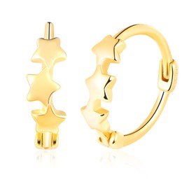 VIKILEE Earrings for girl 925 Sterling Silver womens Earrings Irregular Wave Shape Half Circle Star Ear Buckle Hypoallergenic