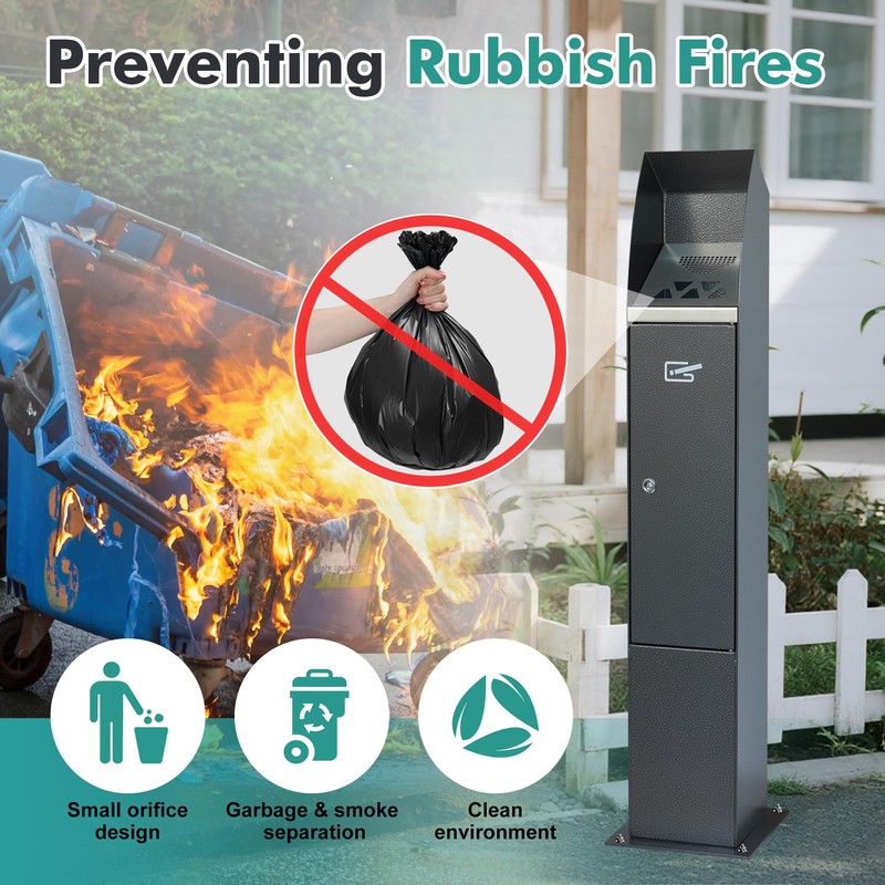 MHHQ Commercial Trash Can Disposal Outdoor Vertical Trash Can Standing