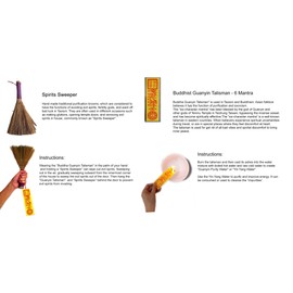 Taoist Fulu Talismans Lucky Charm Set: Dharma, Taoist Mantra, Positive Energy Amulet for Protection, Feng Shui, Exorcise Evil. Empowering; Ward Off Evil Spirits(2 Broom + 5 Talisman + Amulet)