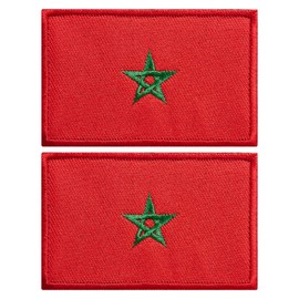 stidsds Paquete de 2 parches bordados de la bandera de Marruecos, banderas marroquíes, parches tácticos militares para ropa, sombreros, mochilas, decoraciones de orgullo
