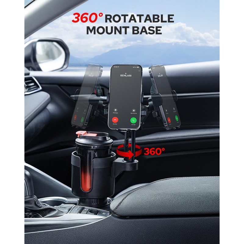 Benlari Upgraded Car Phone Holder - 2 in 1 Adjustable