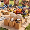 Candco Silverware Holder, Wood Utensil Caddy Paper Plate Dispenser for