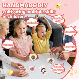 Magic Puffy Paint, 30 Pieces Foam Texture Painting Paper, Foam Texture Painting Set with 12 Colours Pens + 2 Water Pens + Hole Punch + 20 Bead Chains, DIY Magic 3D Foam Texture Painting Set for