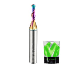 SHARPRO Carbide Ball Nose End Mill Bits 1/4 Inch Shank 1/8 Inch Cutting Dia. Ball End Mill CNC Spiral Router Bit with Smooth Quark Coating, Ideal for Wood Cutting, Slot Mortise, Engraving