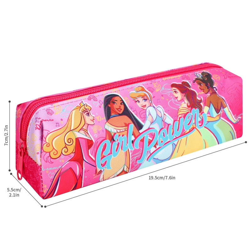 TDL Princess Pencil Case Kids Zipped Pen Case Girls Pink