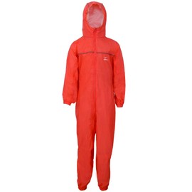 Zorax Boys Girls Red (4-5 Years) Waterproof Windproof Lightweight Kids Rain Suit Coat All in One Dry Suit Puddle Unisex Drip Drop Raincoat