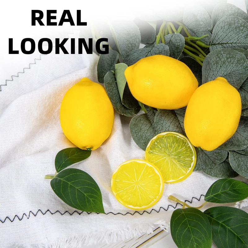 BigOtters 20PCS Small Artificial Lemons, 2.4 x 1.8 Inch Fake