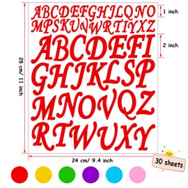 Bemeol 1560 Pieces Letter Stickers 30 Sheets Self Adhesive Vinyl Stick on Letters Capital Alphabet Sticker Letter for Craft Bulletin Boards Classroom Home Business Decoration(Multicolor,1Inch,2Inch)