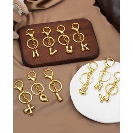 nylry Gold Bubble Initial Letter Keychain Gift for Women Initial Bag Charm Purse Charms for Handbags Initial Keychains for Women Cute Letter A-Z Gold Bag Charms Keychain Accessories Letter Charm-V