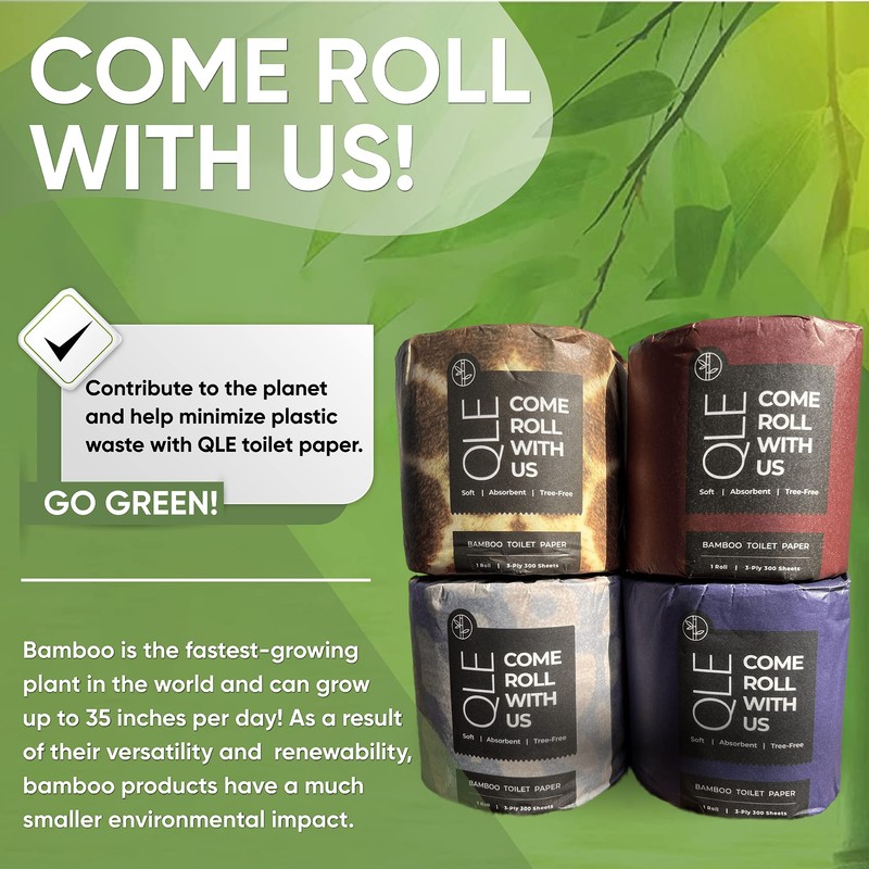 QLE Bamboo Toilet Paper 16 Pack 3 Ply 300 Sheets