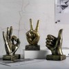 LEPENDOR Golden Polyresin Hand Gesture Desk Statues Finger Sculpture Decor