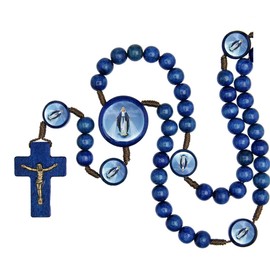 Intercession Our Father Rosary with Colored Wood Beads (Blue - Our Lady of Grace)