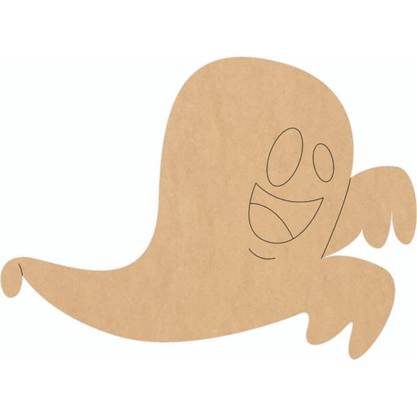 Halloween Ghost Flying Wood 1" Shape, Unfinished MDF 1/8" Cutout
