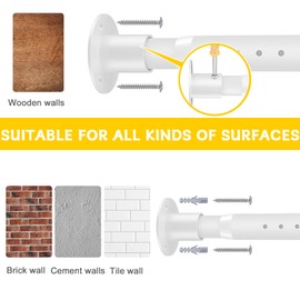 2 Pack Closet Rod,17 to 96 Inch Adjustable Closet Rods for Hanging Clothes Heavy Duty Closet Hanging Rod White Closet Poles for Wardrobes,Bathroom,Windows