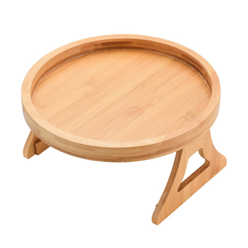 Couch Tray Burlywood Bamboo Folding Sofa Arm Clip Table for