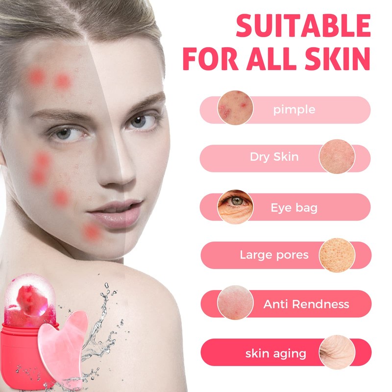 Ice Roller for Face,Gua Sha Facial Tool 2pcs Set,Updated Roller