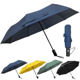 RusuiQinsan Youth Boys Windproof Travel Umbrella,Auto Open Close Sturdy fiberglass frame Compact umbrella Portable Umbrella for Travel (Blue)