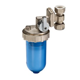WK Rotating Polyphosphate Dispenser with Bypass, Connections 1/2 Inch, Transparent Shatterproof Pot, Limescale and Corrosion Protection for Sanitary and Sanitary Systems