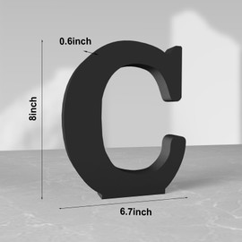 Aruatu 8 Inch Black Wood Letters Unfinished Wood Letter for Wall Decor Decorative Standing Letter Large Letters for Wall Decoration for Craft Home Party Projects (C)
