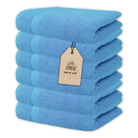 Lenenz Premium Hand Towels - 4 Pack Absorbent Cotton Hand Towels for Bathroom, Kitchen, Gym, Spa - Soft, Quick-Dry, and Durable Set 16x30'' (Electric Blue)