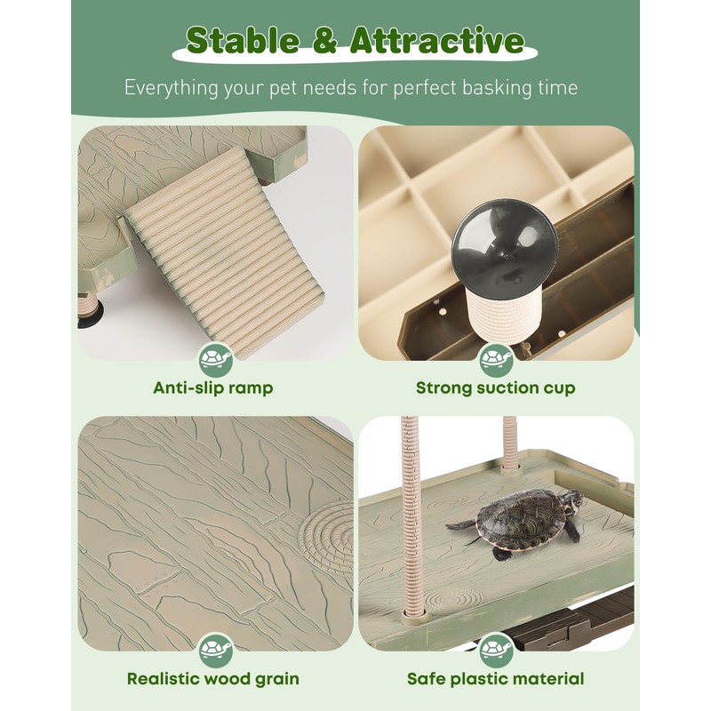 Pawfly Turtle Basking Dock with Ramp, Floating Reptile Platform for