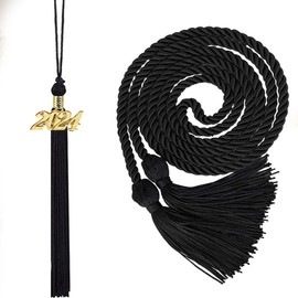 Hfpengzan Graduation Tassel Graduation Honor Cord Academic Graduation Tassel with 2024 Year Charm Ceremonies Accessories for Graduates (Black)