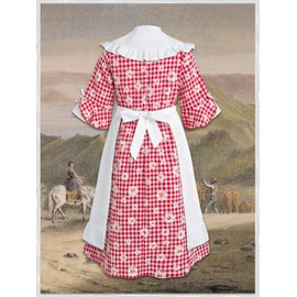 RAINDEWLL - Vestido de pionera para niñas, disfraz colonial de Laura Ingalls, rojo 4-12 años