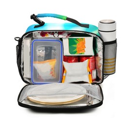 Soccer Ball Water Lunch Box for Boys Girls Football Insulated Lunch Bag Kids Cooler Tote Shoulder Strap Reusable School Picnic Travel Office