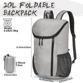 ZOMAKE Folding Backpack, 6.9 gal (20 L), Lightweight, Compact, Compact, Outdoor Backpack, Waterproof, Eco Backpack, Portable Backpack, Mountain Climbing, Camping, Travel, Sports, Disaster Prevention,