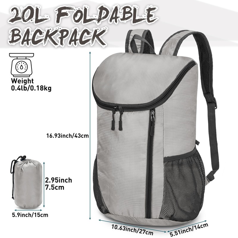 ZOMAKE Folding Backpack, 6.9 gal (20 L), Lightweight, Compact, Compact,