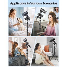 Nineigh Hair Dryer Stand Hands Free, 20-63 Inch Adjustable Hair Dryer Holder with Tripod & Universal Clip, Blow Dryer Stand for Bathroom Salon Home, Perfect for Long Hair & Stylists