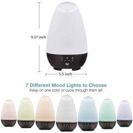 HealthSmart 500ML Essential Oil Diffuser for Large Rooms, Cool Mist Humidifier and Aromatherapy Diffuser, Adjustable Timer, Mist Mode and 7 LED Light Colors, White (Pack of 1)