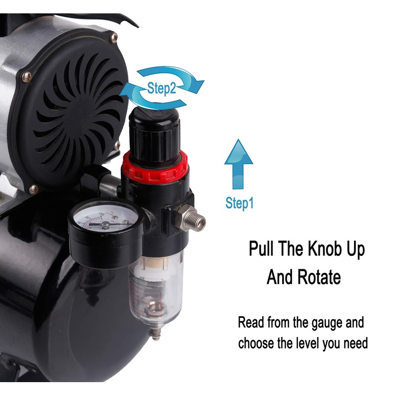 Timbertech Upgraded Airbrush Single-Piston Oil-free Mini Compressor ABPST08 with Cooling