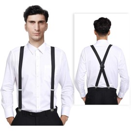 Termichy Tirantes de los hombres, tirantes de clip resistentes ajustables Termichy X-back para informal y formal