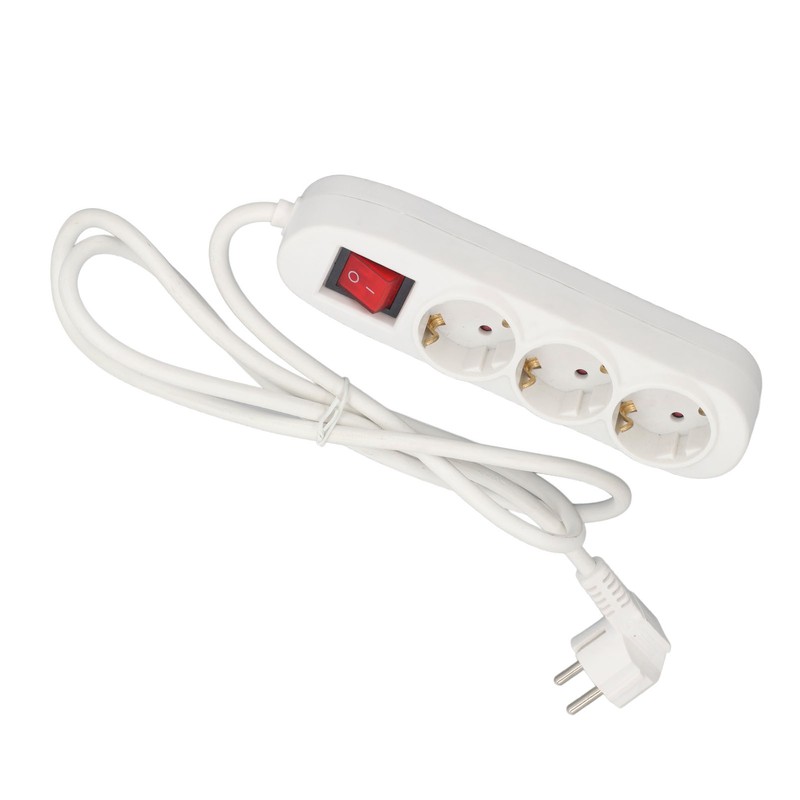 European Power Strip 3 Way ABS and Copper Multiple Outlet